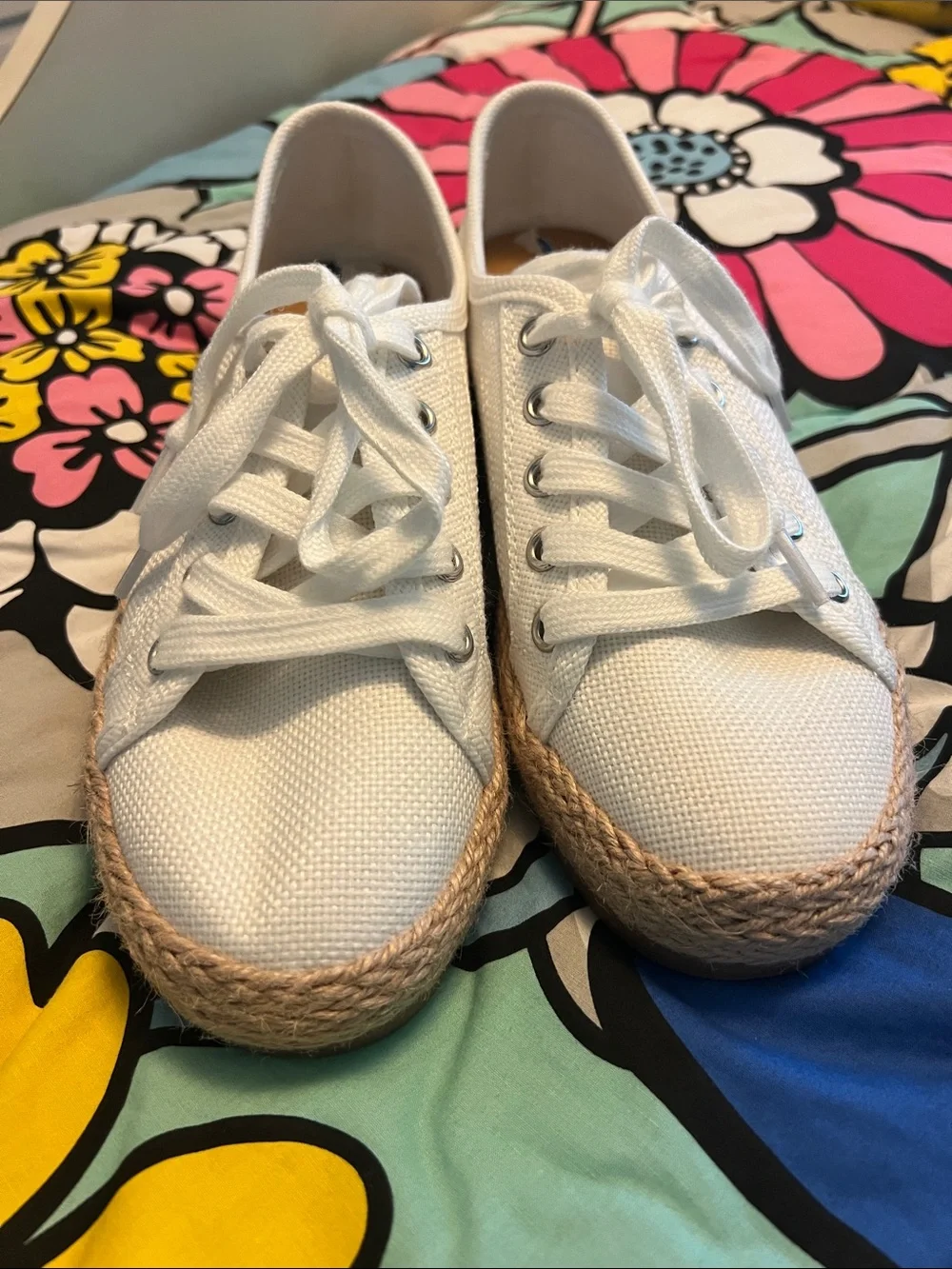 Tommy Bahama White Canvas Espadrille Sneakers with Jute Trim